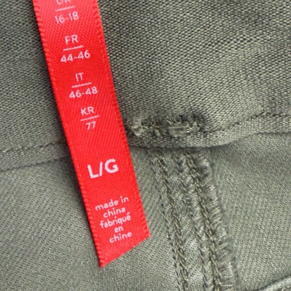 SPANX Stretch Twill Ankle Cargo Jogger Pants Large Utility Jeans Skinny Green - Picture 9 of 14